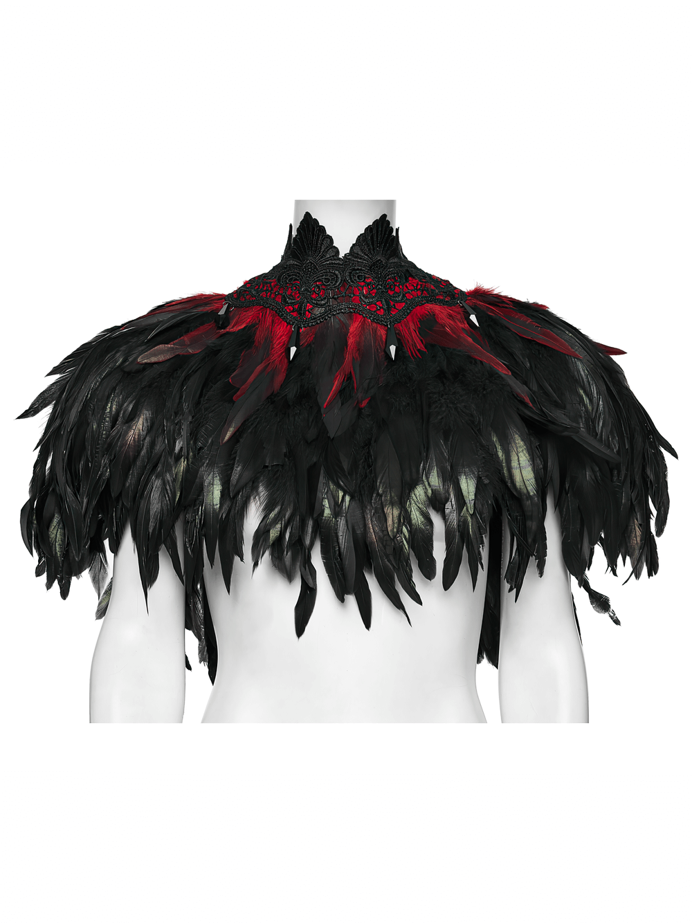 Gothic Feather and Lace Cape with Reversible Design