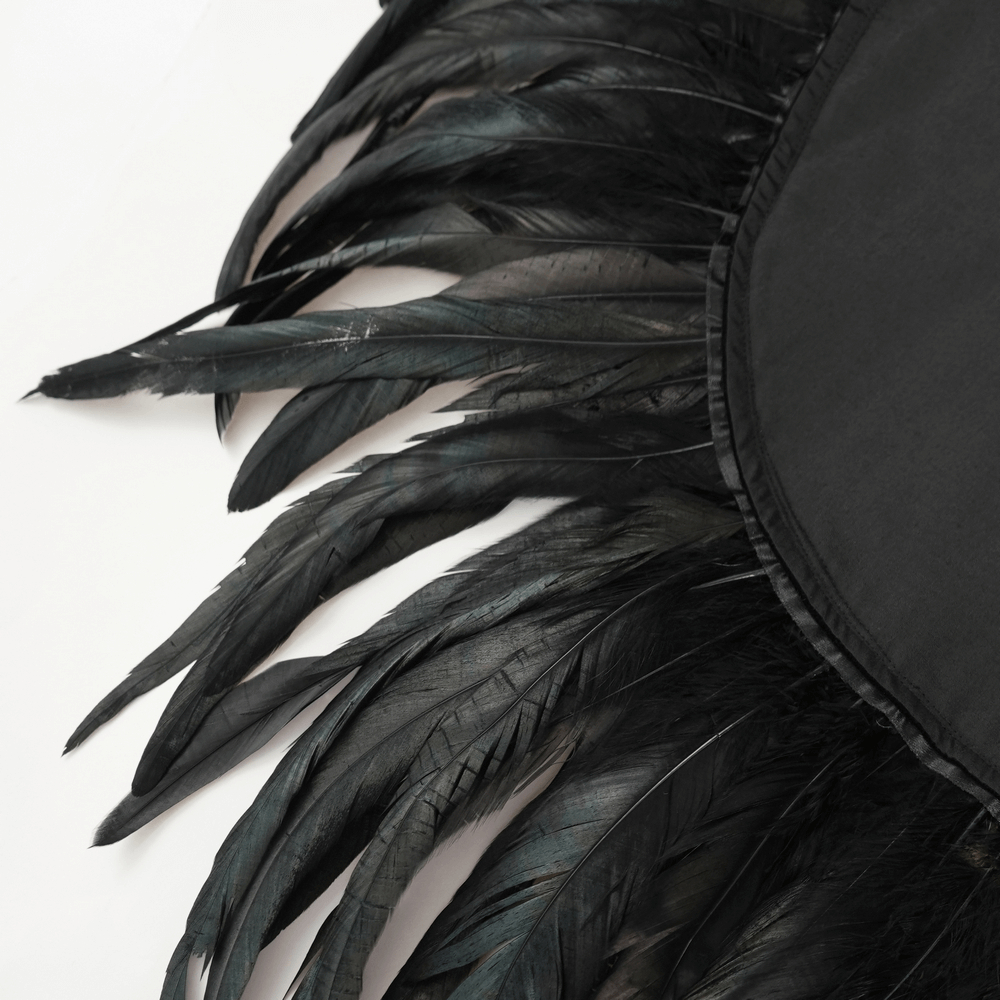 Gothic Feather Shoulder Cape with Lace and Chains
