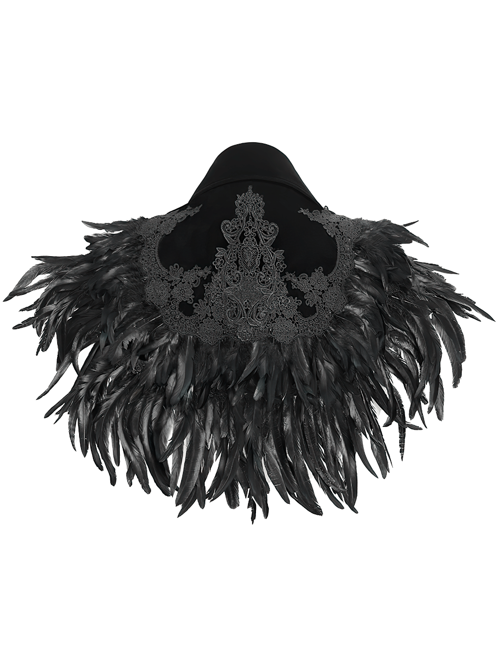 Gothic Feather Shoulder Cape with Lace and Chains