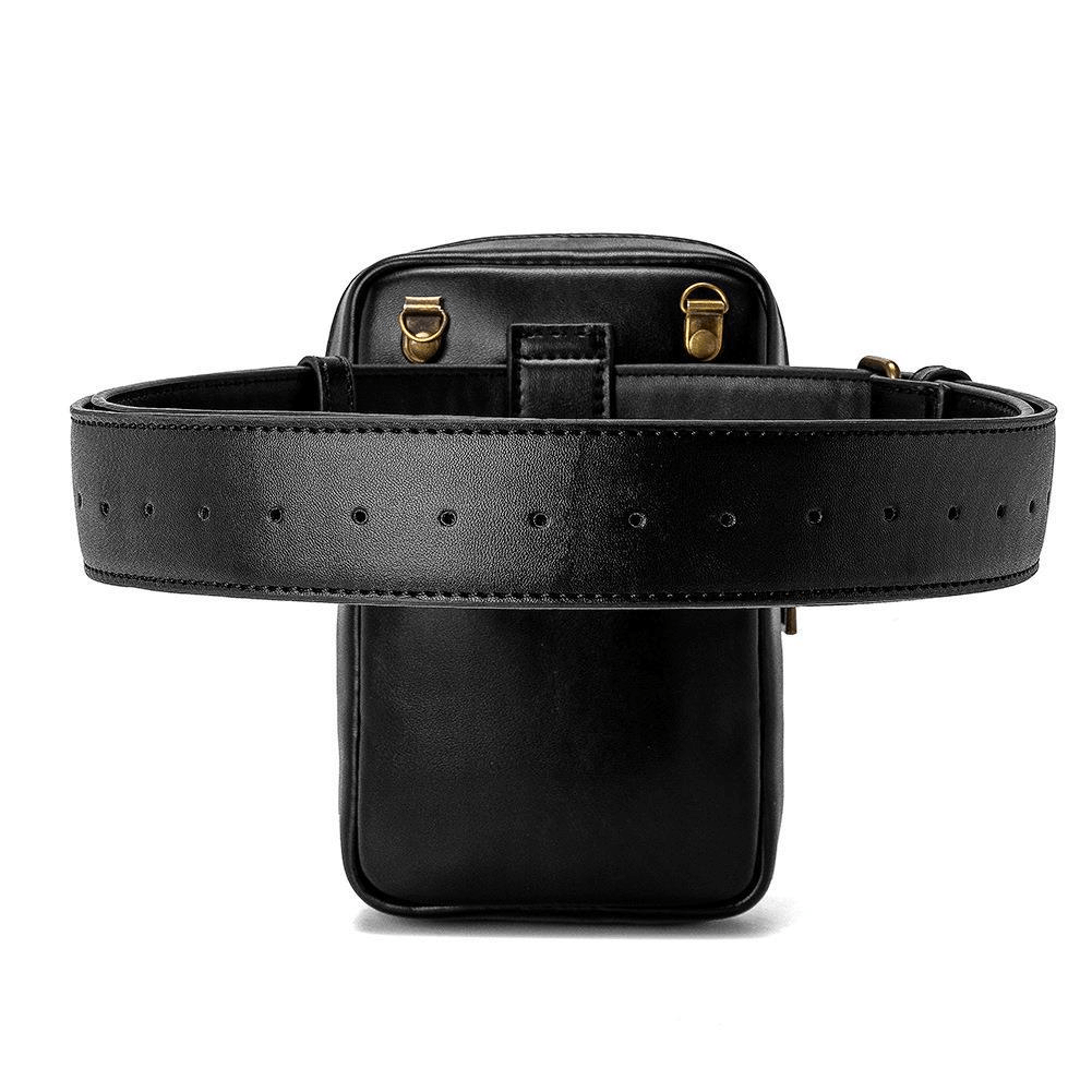 Gothic Female Outdoor Cellphone Waistbag with Skull and Rivets