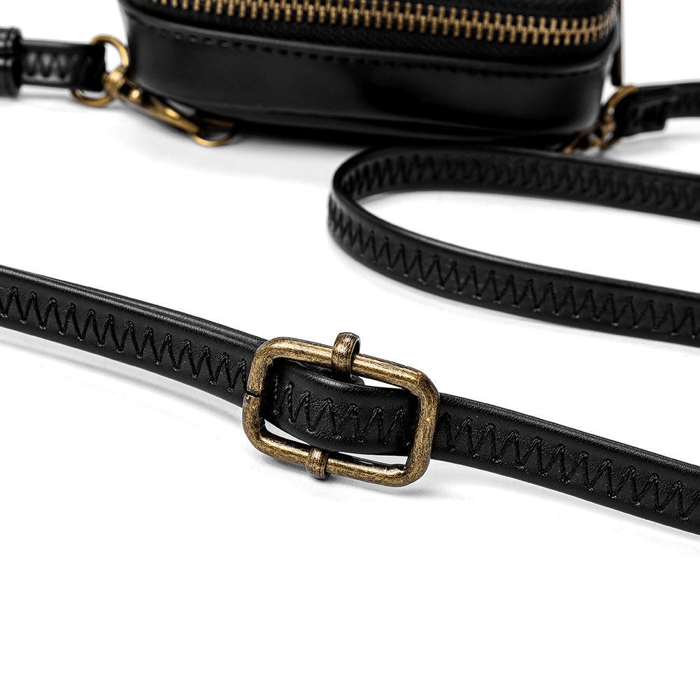 Gothic Female Outdoor Cellphone Waistbag with Skull and Rivets