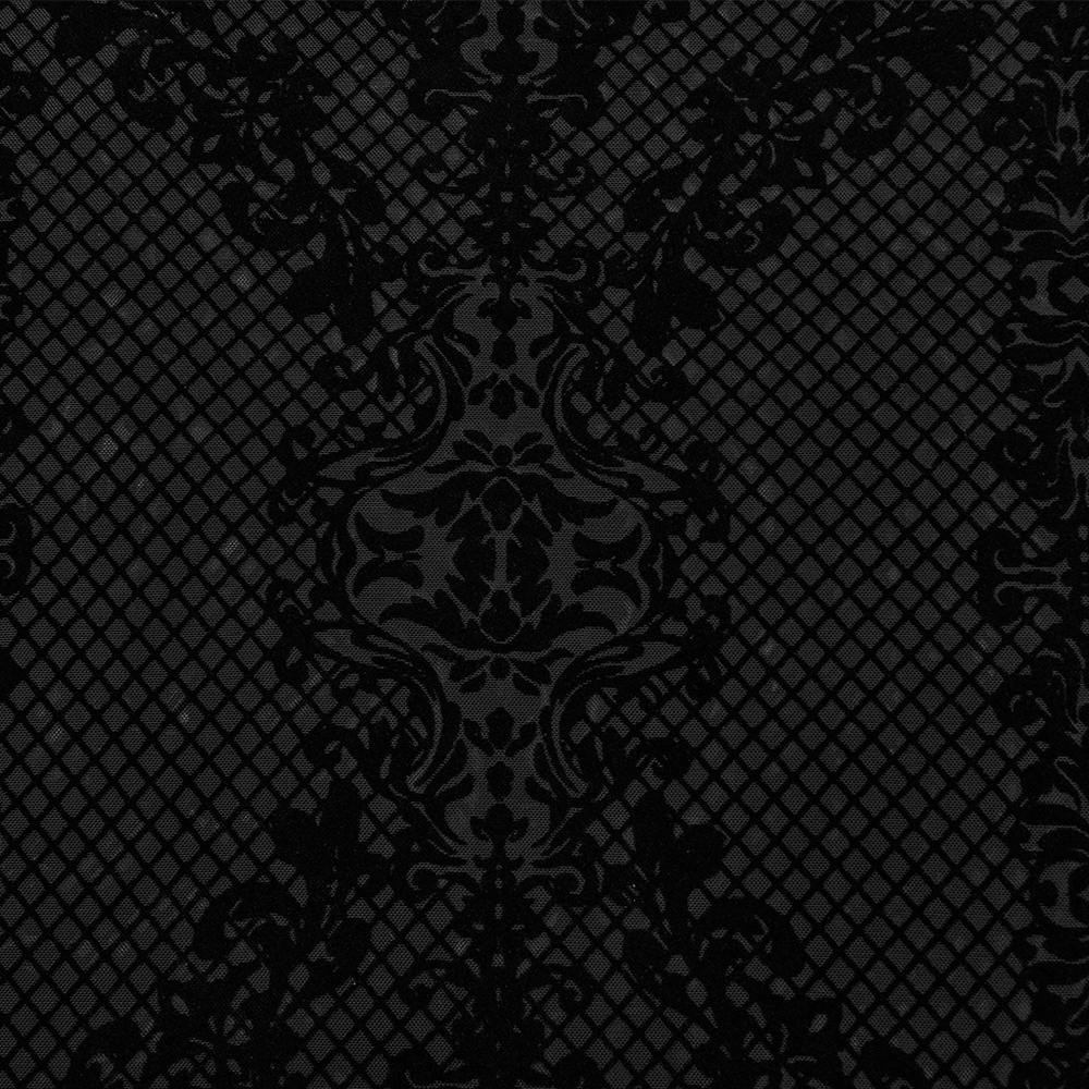 Gothic Flocked Mesh Long Sleeves High-Collar Top