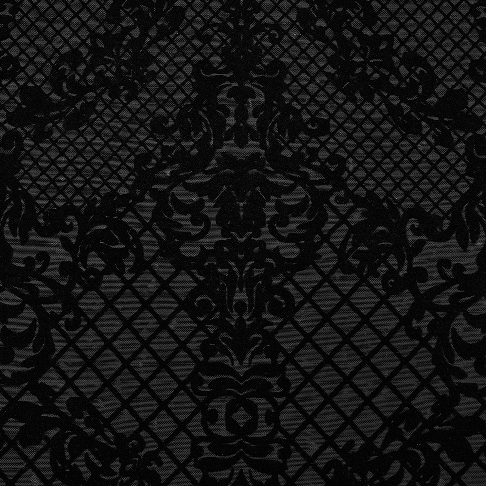 Gothic Flocked Mesh Long Sleeves High-Collar Top