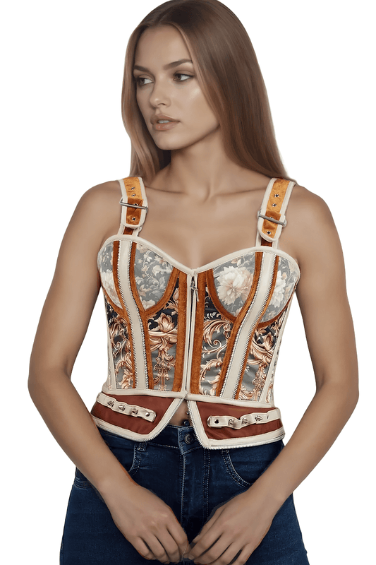Gothic Floral Corset with Baroque Details and Modern Edge