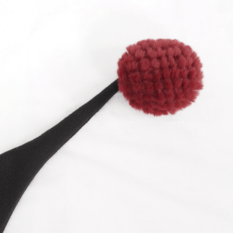 Gothic Floral Embroidered Splice Cape with Pompons / Black Short Cape with Red Guipure