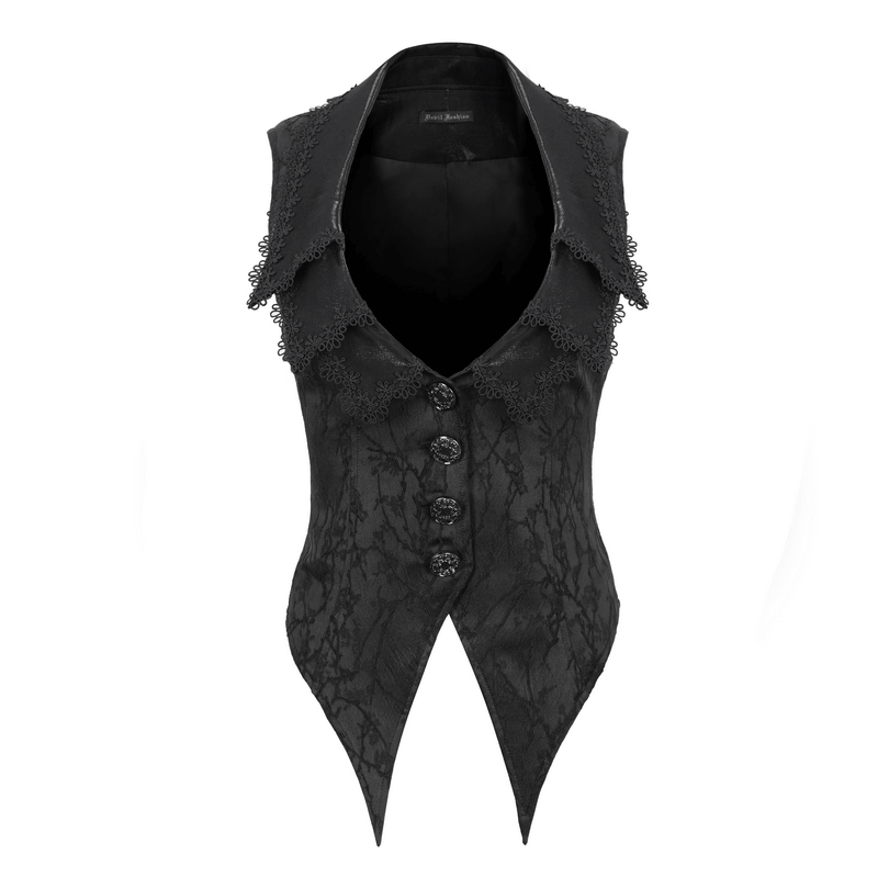 Gothic Floral Embroidered Waiscoat with Buttons / Vintage Women's Clothing with Lacing on Back