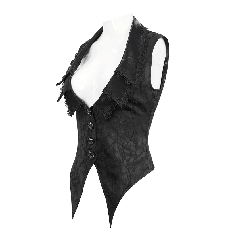 Gothic Floral Embroidered Waiscoat with Buttons / Vintage Women's Clothing with Lacing on Back