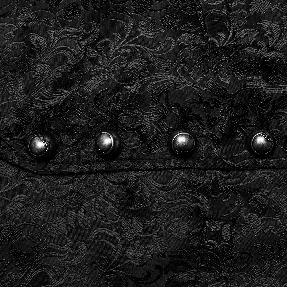 Gothic Floral Jacquard Waistcoat with Lacing on Sides