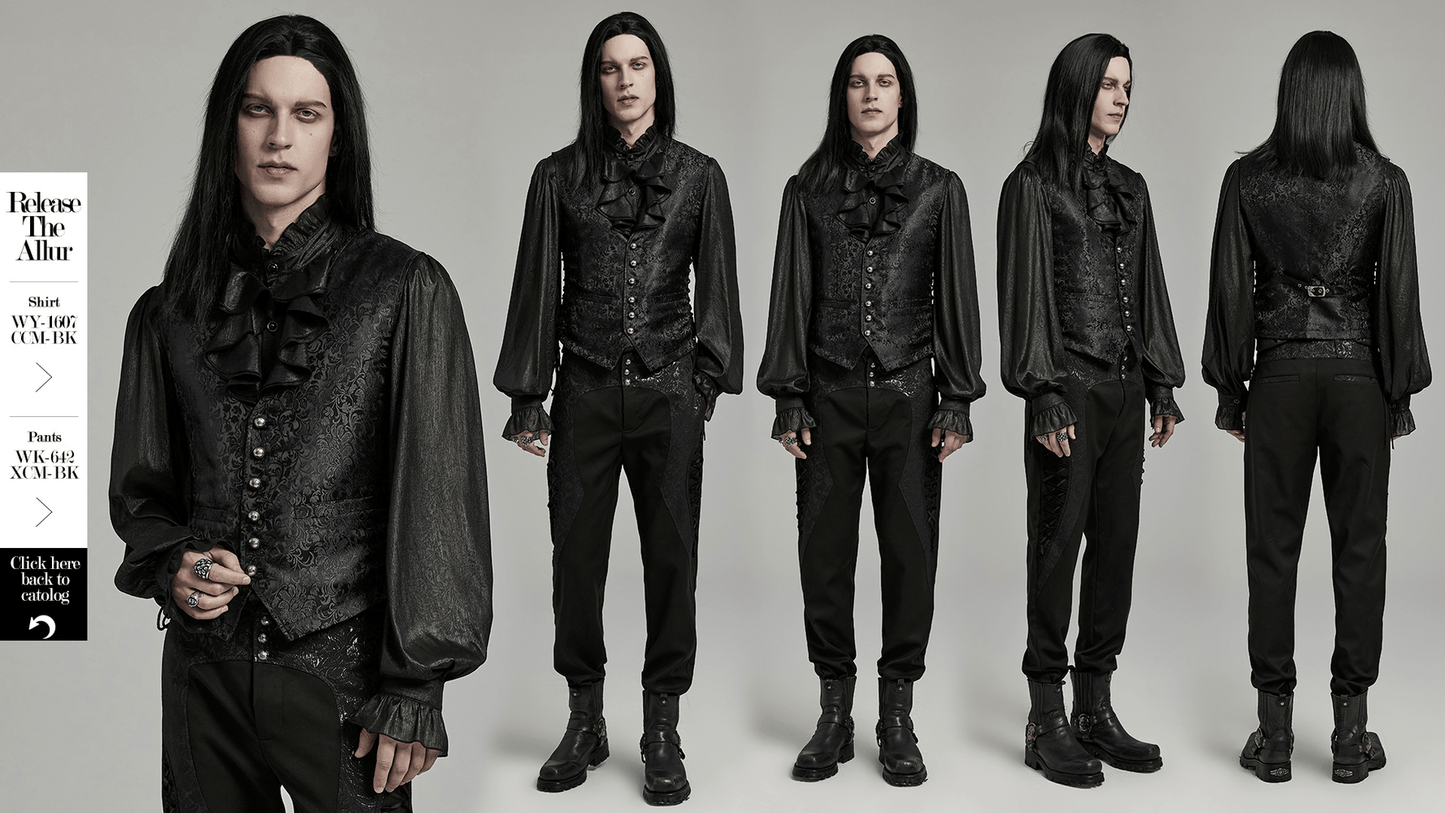 Gothic Floral Jacquard Waistcoat with Lacing on Sides