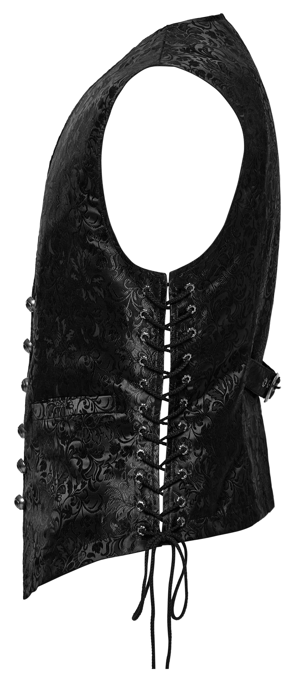 Gothic Floral Jacquard Waistcoat with Lacing on Sides