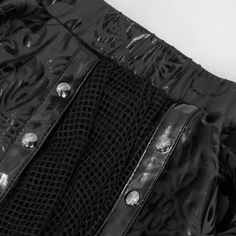 Gothic Floral Print Irregular Splice Swimsuit / Studded Swimwear With Star-Shaped Straps