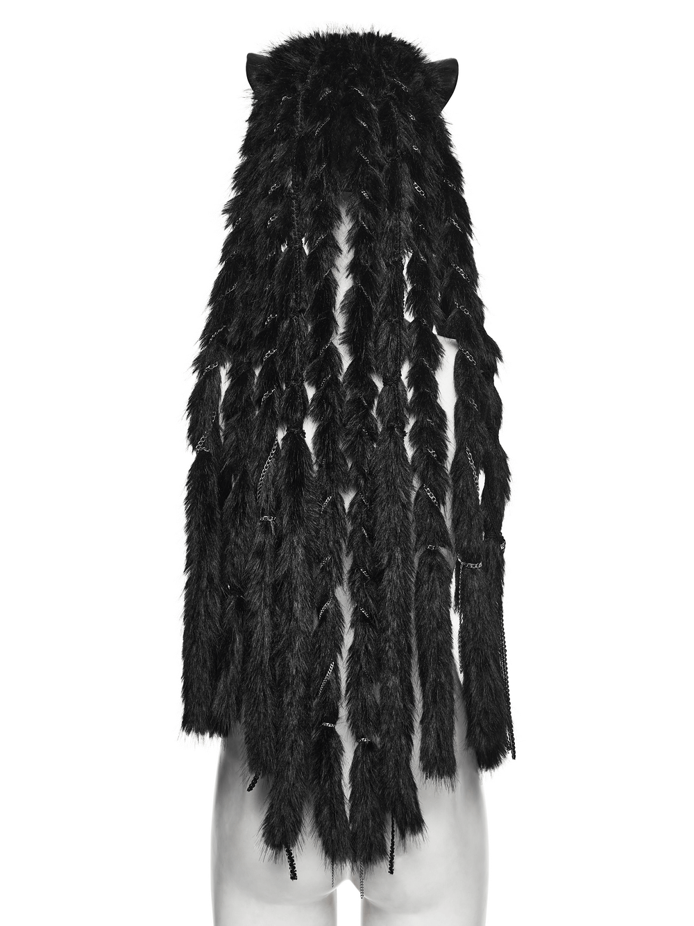 Gothic Fox Mask Hood with Braided Plush and Rivets