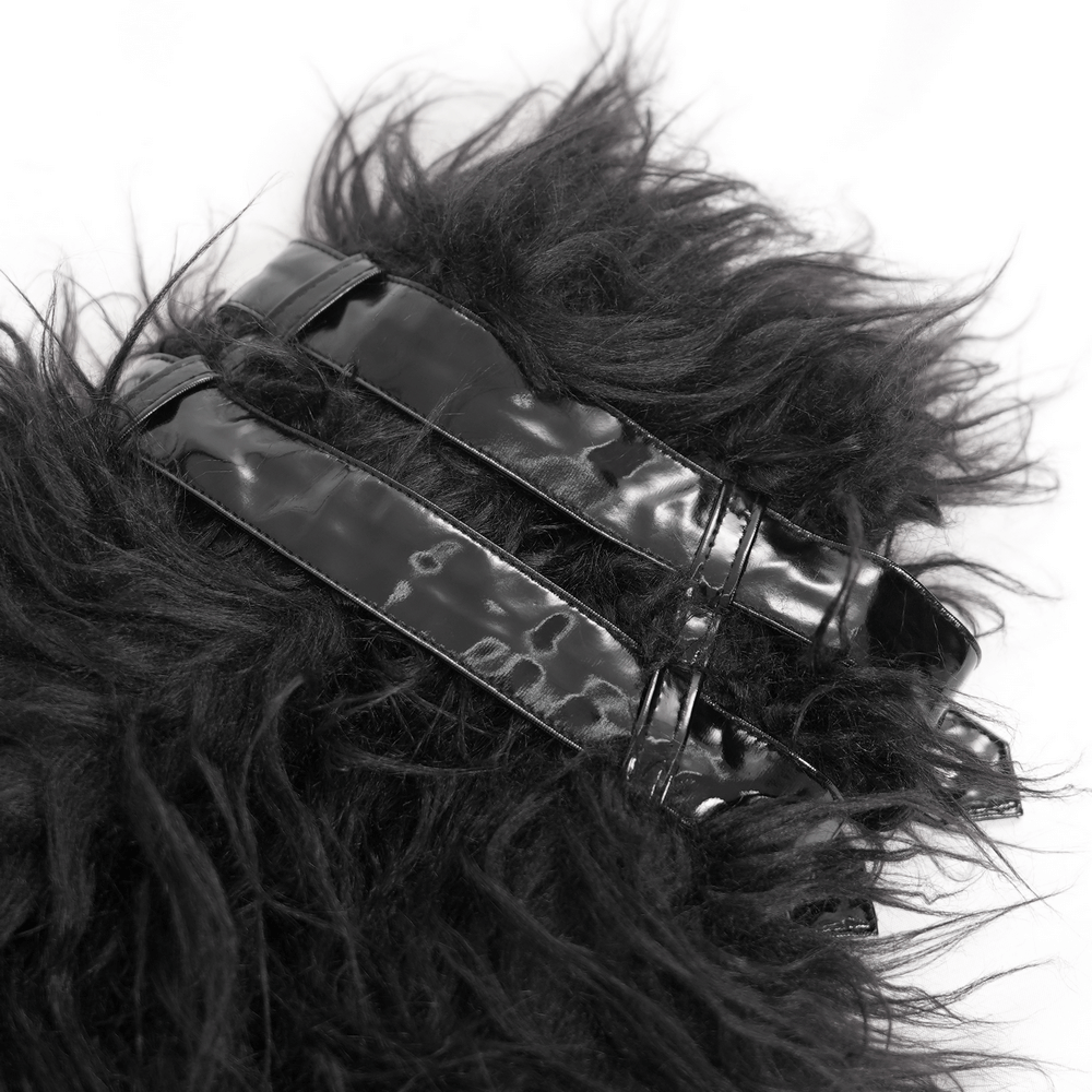 Gothic Furry Leg Warmers with Cross Details and Studs