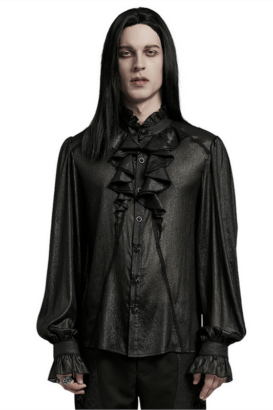 Gothic Gentleman Sheer Shirt with Chiffon Ruffle