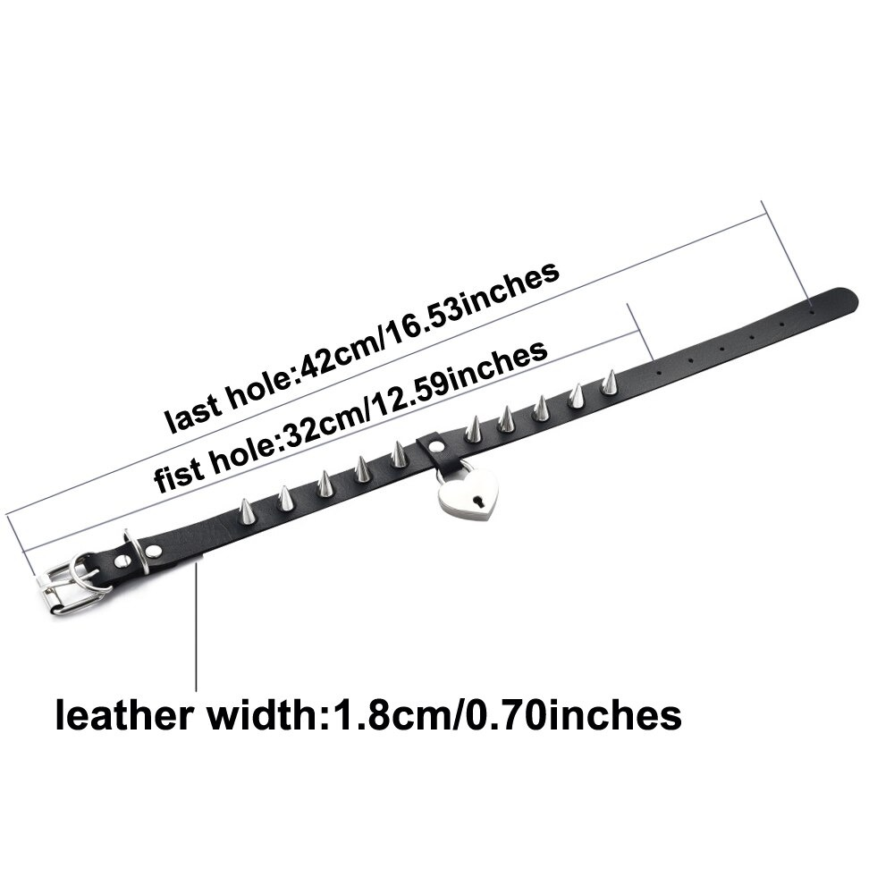 Gothic Heart Chocker With Spikes / PU Leather Collar For Men and Women
