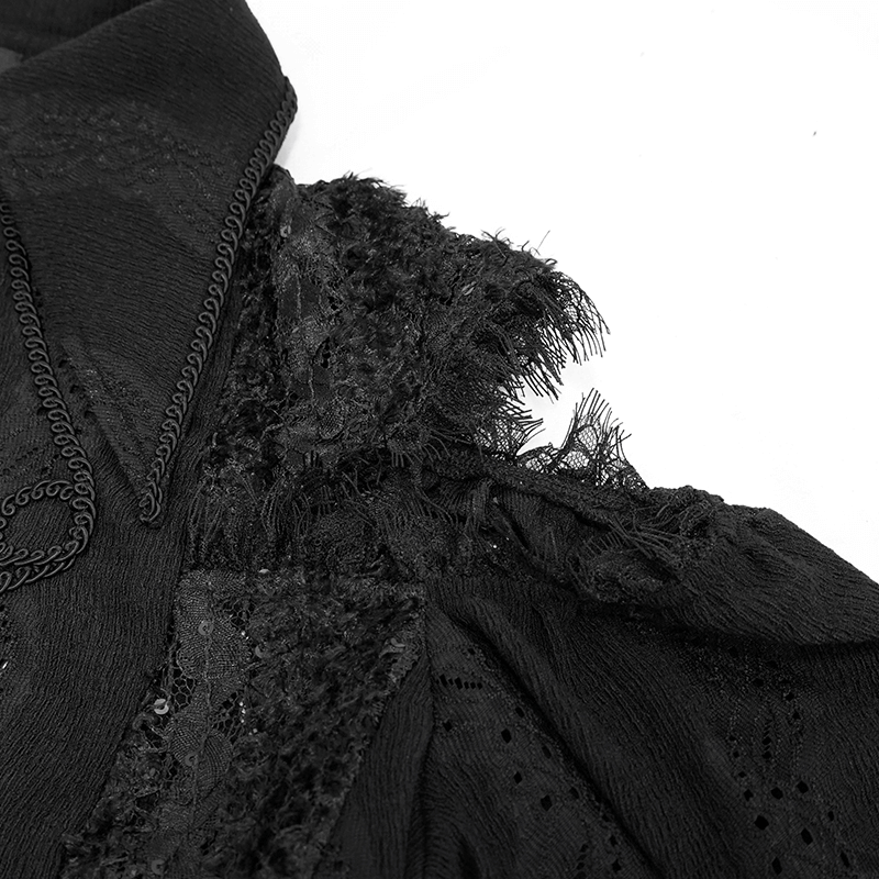 Gothic Hollowed-out Long Lantern Sleeves Blouse / Women's Irregular Shirts with Lace-up Back