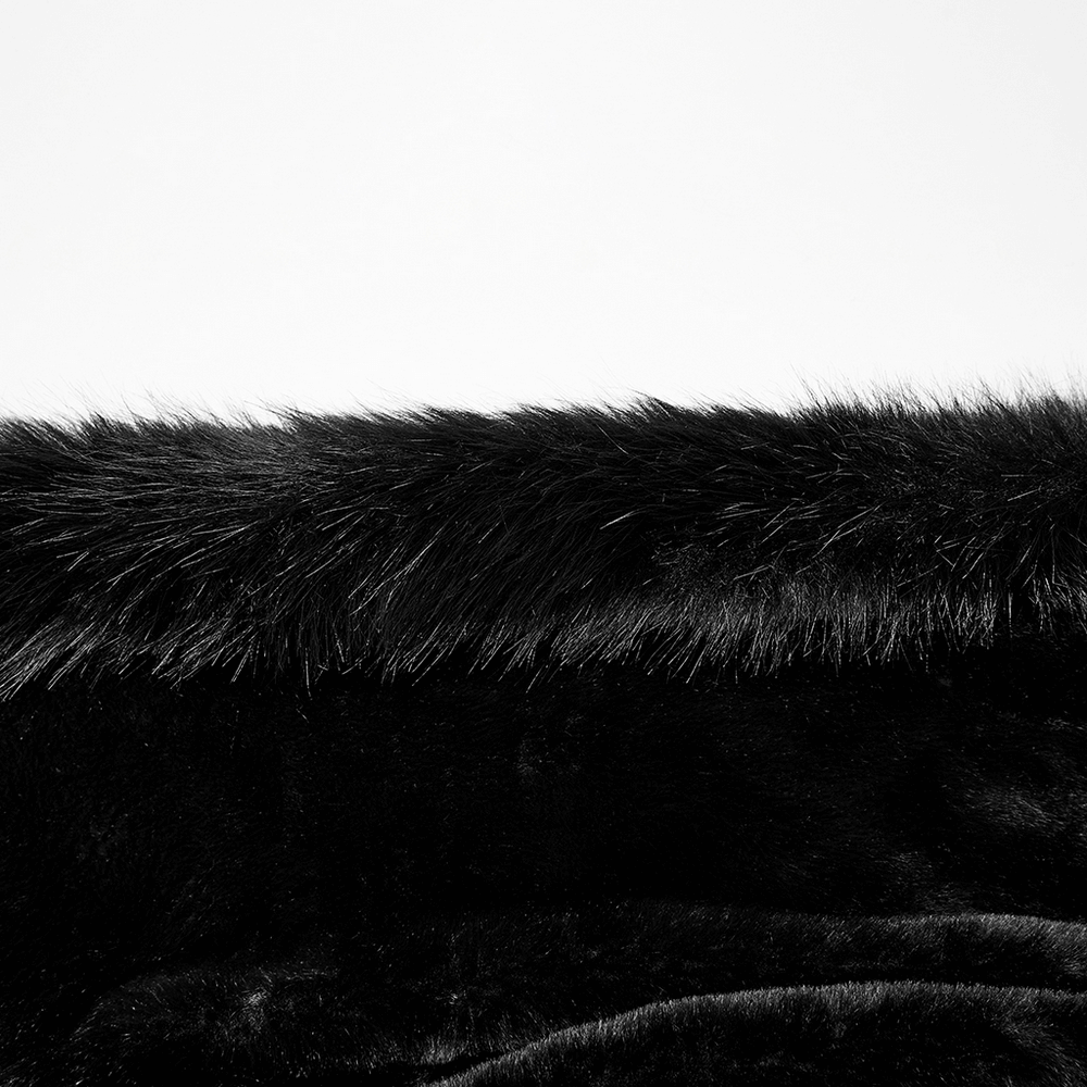 Gothic Hooded Cloak with Faux Fur Trim for Women