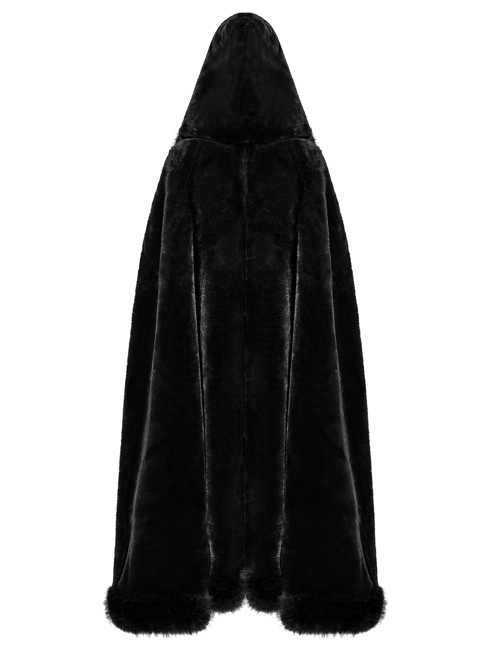 Gothic Hooded Cloak with Faux Fur Trim for Women