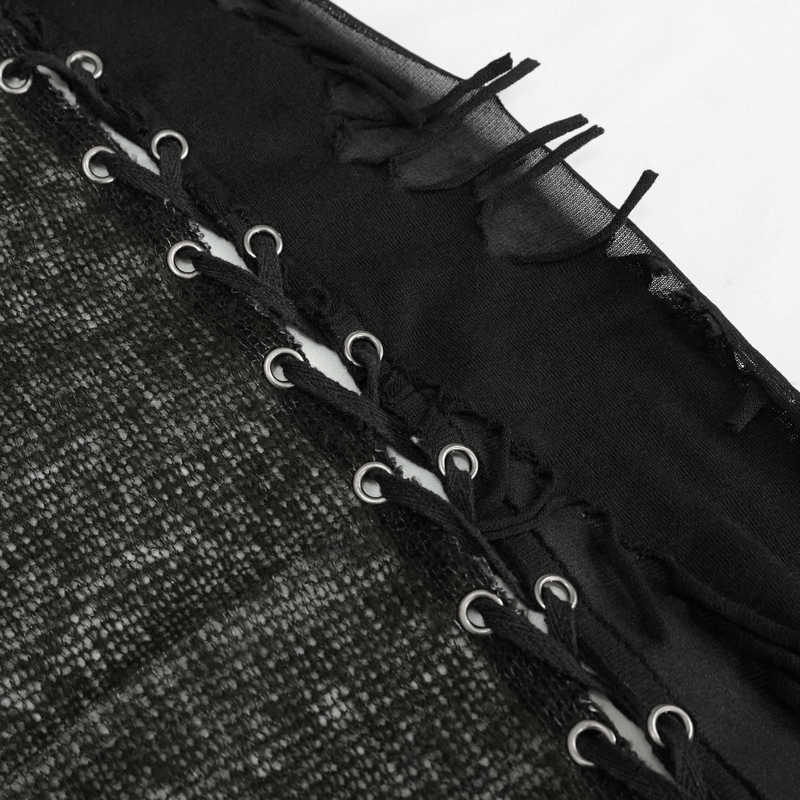 Gothic Hooded Lace Cape / Asymmetric Vest with Lacing at the Back / Women's Costume Cape