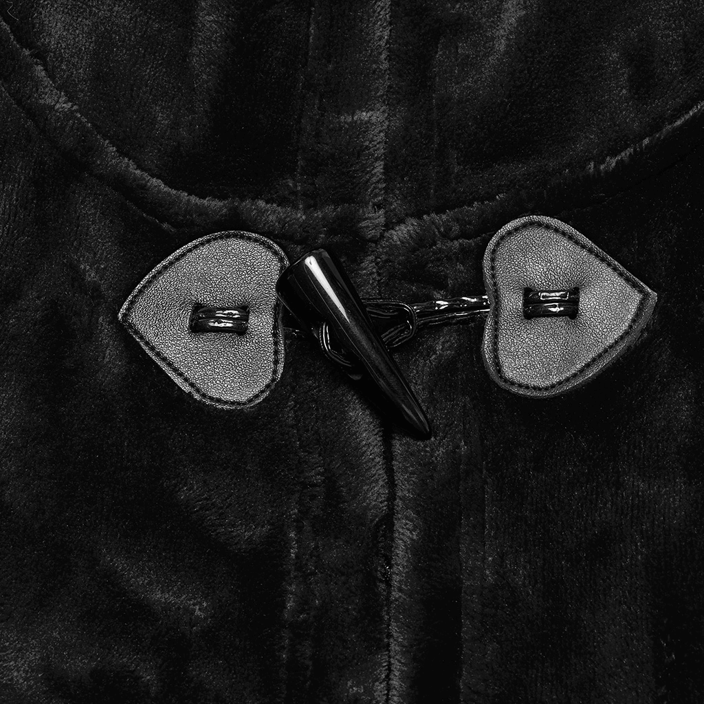 Gothic Hooded Velvet Cape with Crescent Moon Design