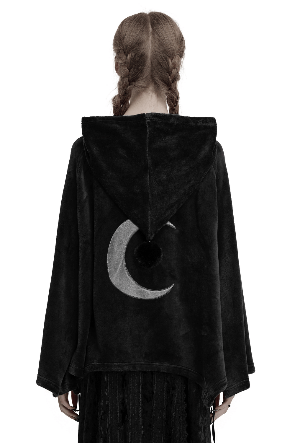 Gothic Hooded Velvet Cape with Crescent Moon Design