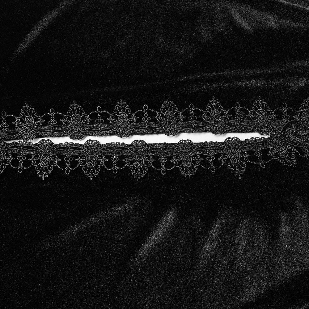 Gothic Hooded Velvet Cloak with Lace and Gem Details