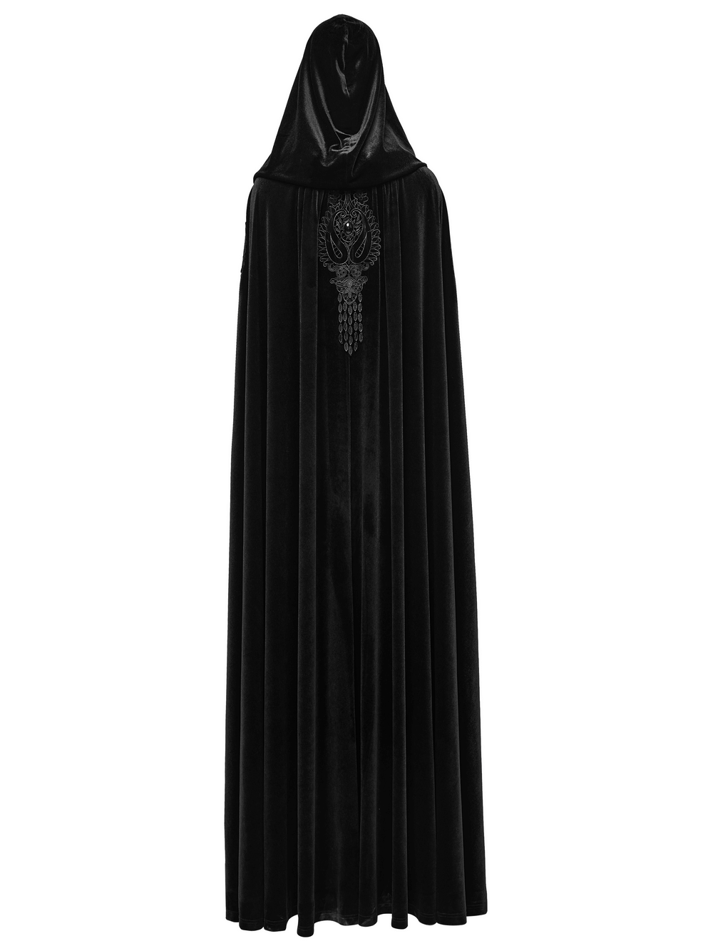 Gothic Hooded Velvet Cloak with Lace and Gem Details