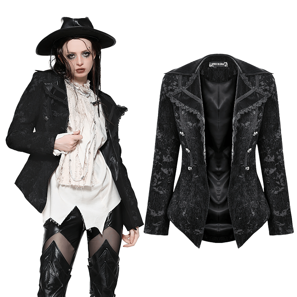 Gothic Jacket with Lace Details and Statement Buttons