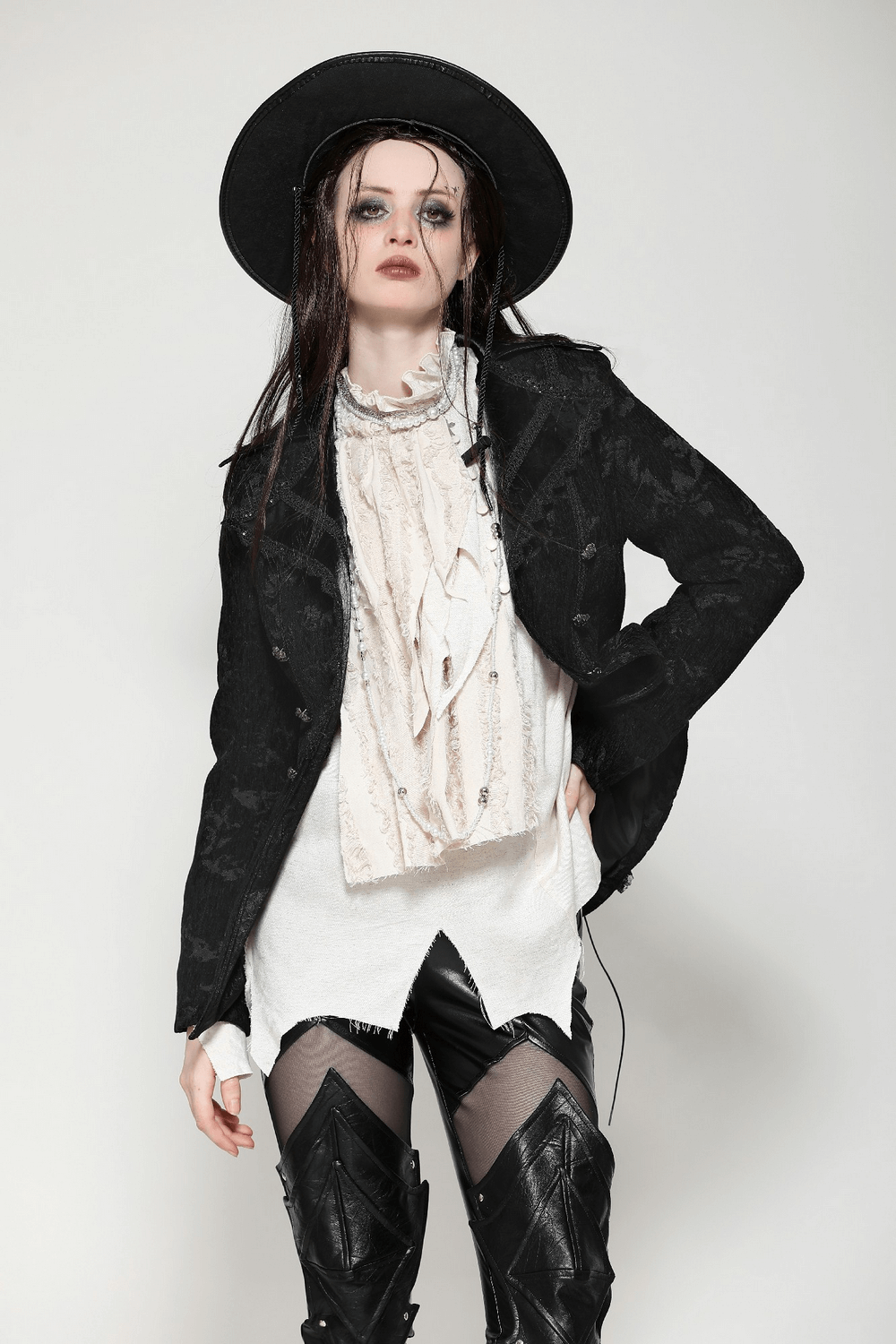 Gothic Jacket with Lace Details and Statement Buttons