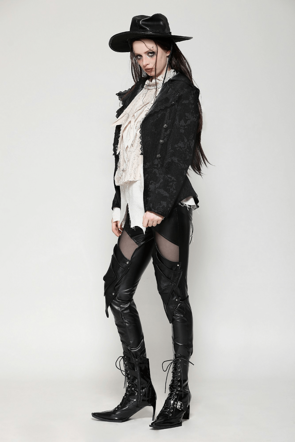 Gothic Jacket with Lace Details and Statement Buttons