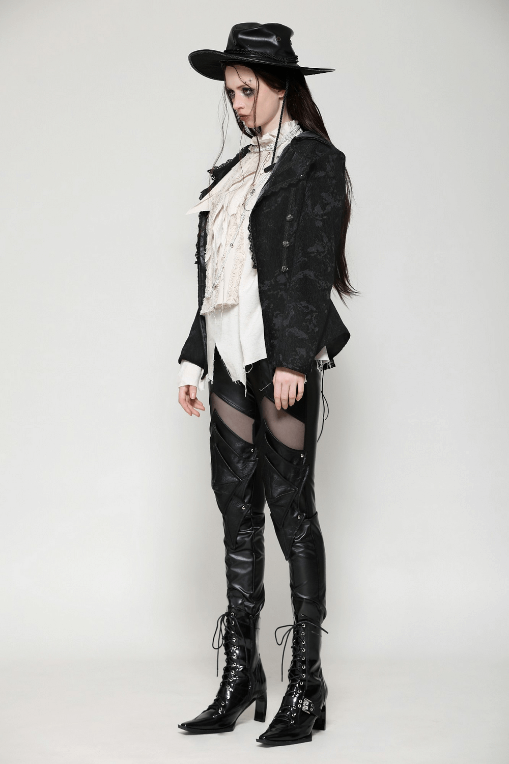 Gothic Jacket with Lace Details and Statement Buttons
