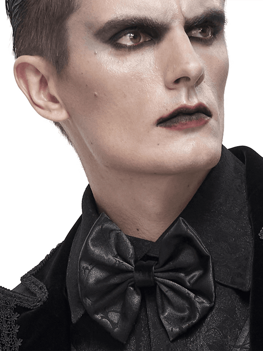 Gothic Jacquard Bowtie for Men / Black Lace-up design Bowtie / Fashion Male Accessories