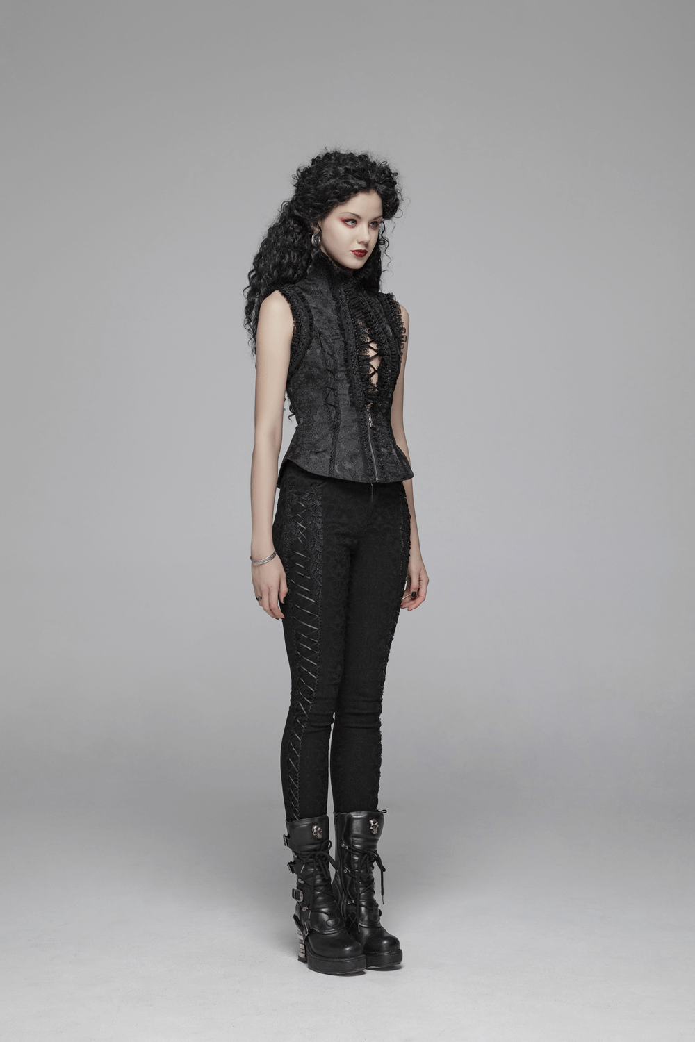Gothic Jacquard High Collar Waistcoat with Zipper