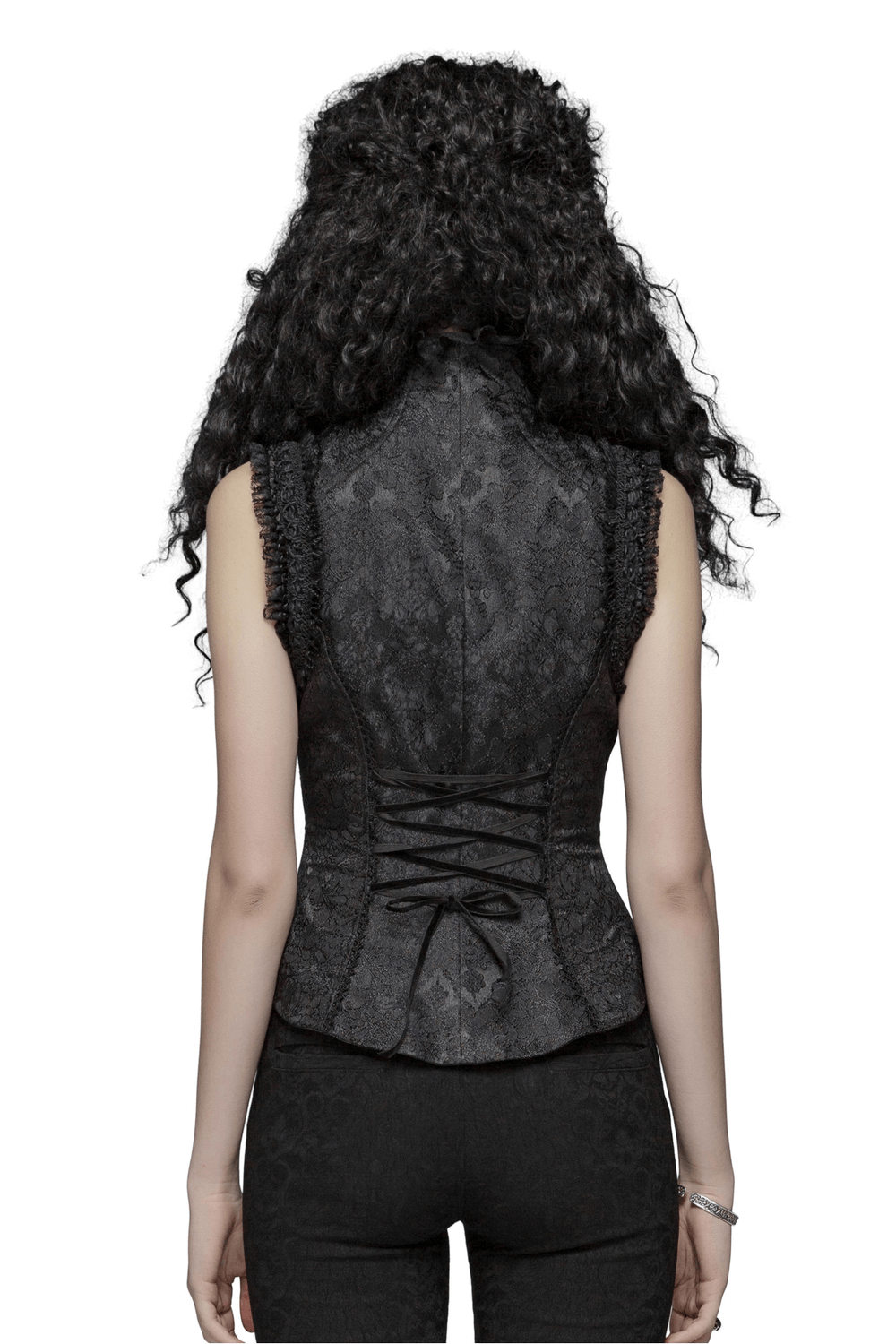 Gothic Jacquard High Collar Waistcoat with Zipper