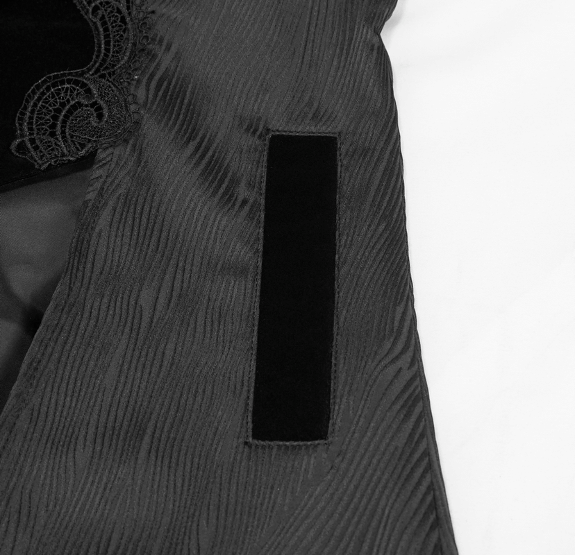 Gothic Jacquard Swallow-tailed Coat / Gorgeous Black V-neck Buttons Coat