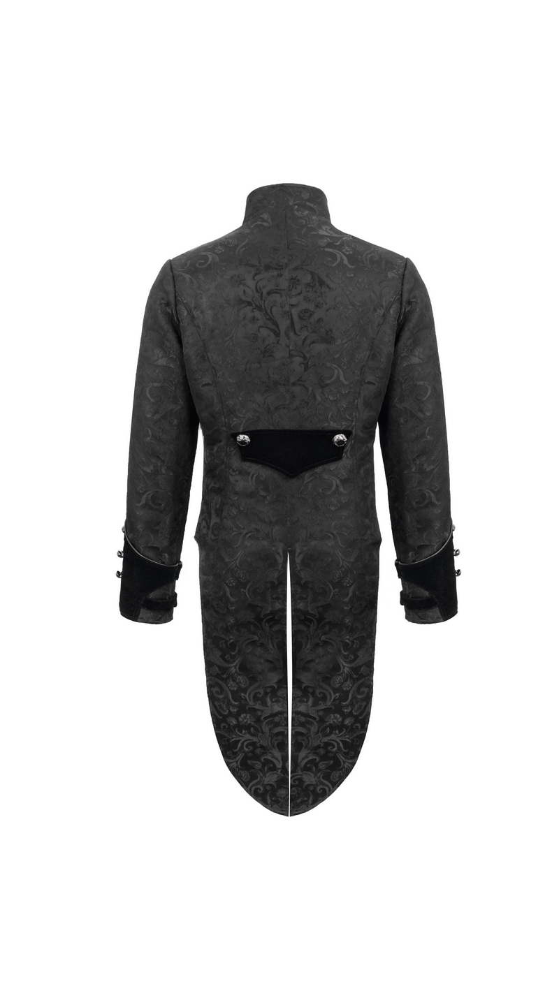 Gothic Jacquard Velvet Swallow Tailcoat / Men's Stand Collar Cross Zip Coat
