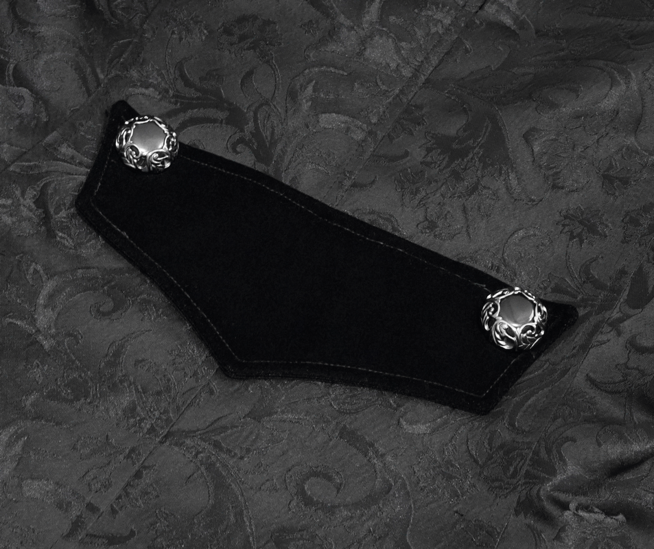 Gothic Jacquard Velvet Swallow Tailcoat / Men's Stand Collar Cross Zip Coat