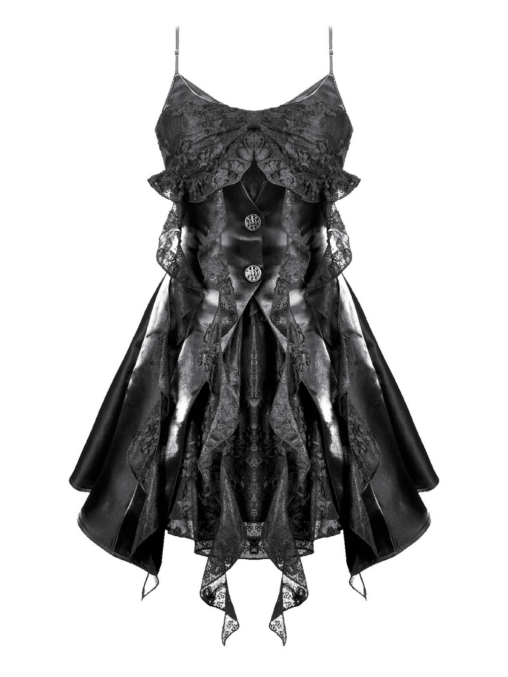 Gothic Lace and Satin Corset Mini Dress with Ruffle Details