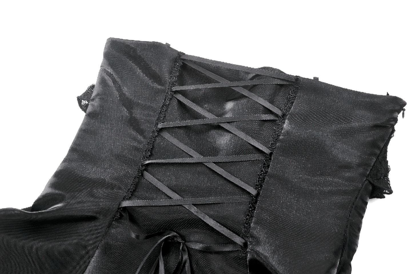 Gothic Lace and Satin Corset Mini Dress with Ruffle Details