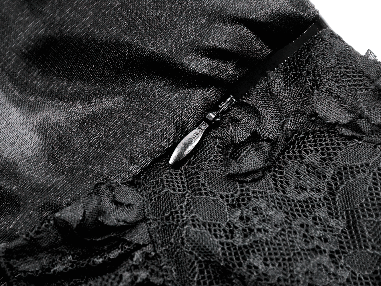 Gothic Lace and Satin Corset Mini Dress with Ruffle Details