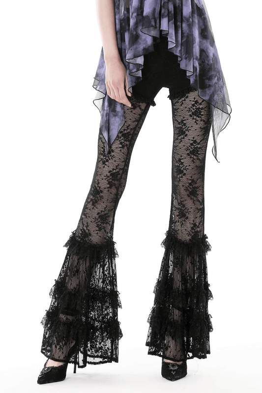 Gothic Lace Bell Bottoms - Stylish and Trendy Flare Pants