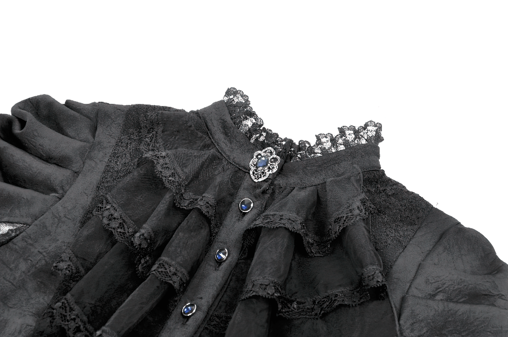 Gothic Lace Bell-Sleeve Black Dress with Corset Back