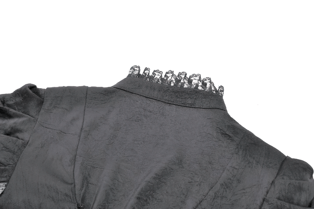 Gothic Lace Bell-Sleeve Black Dress with Corset Back