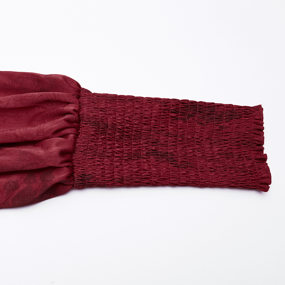 Gothic Lace Blouse with Ruffles and Rose Buttons