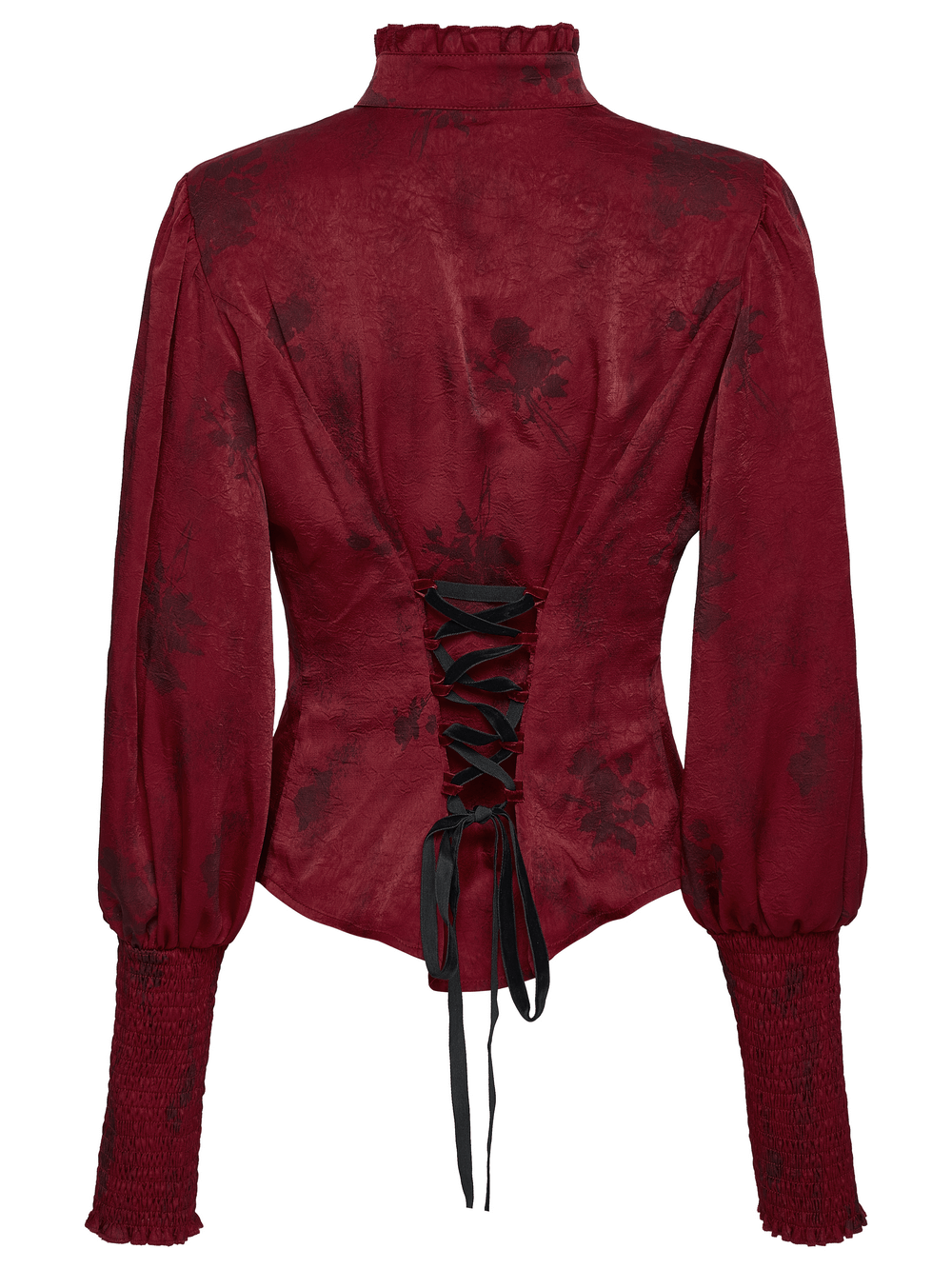 Gothic Lace Blouse with Ruffles and Rose Buttons