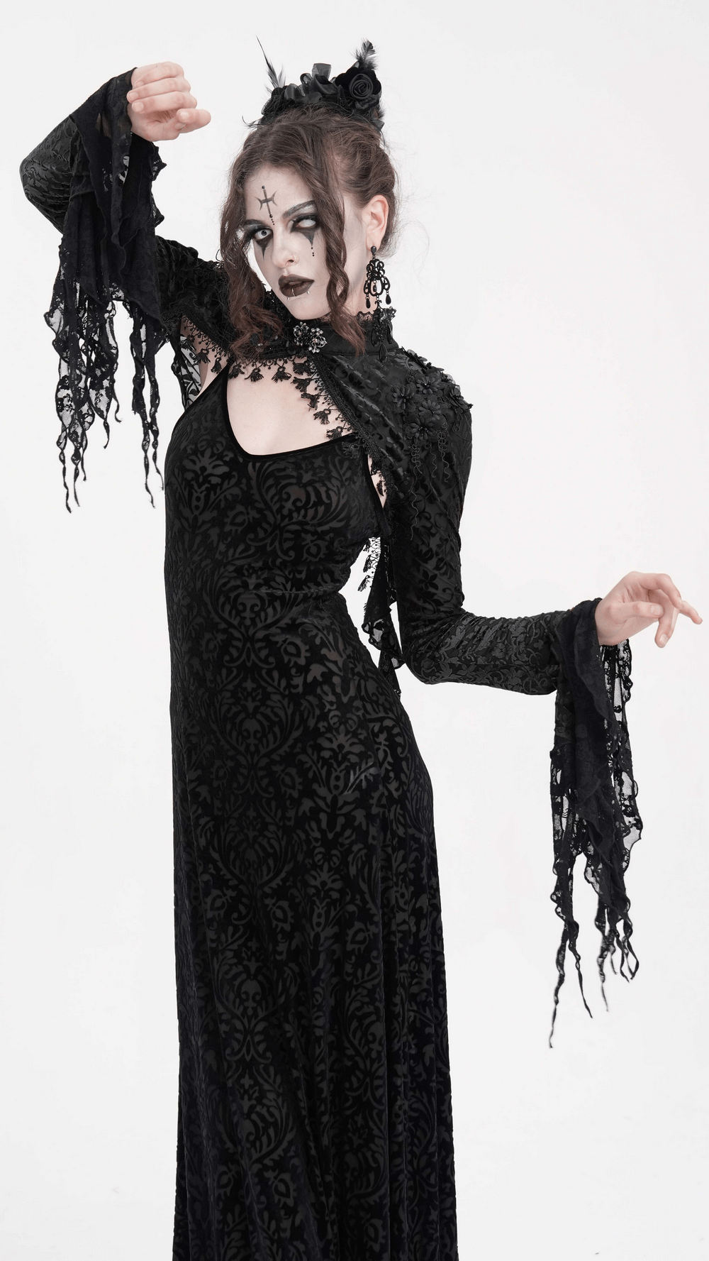 Gothic Lace Bolero with Dramatic Bell Sleeves