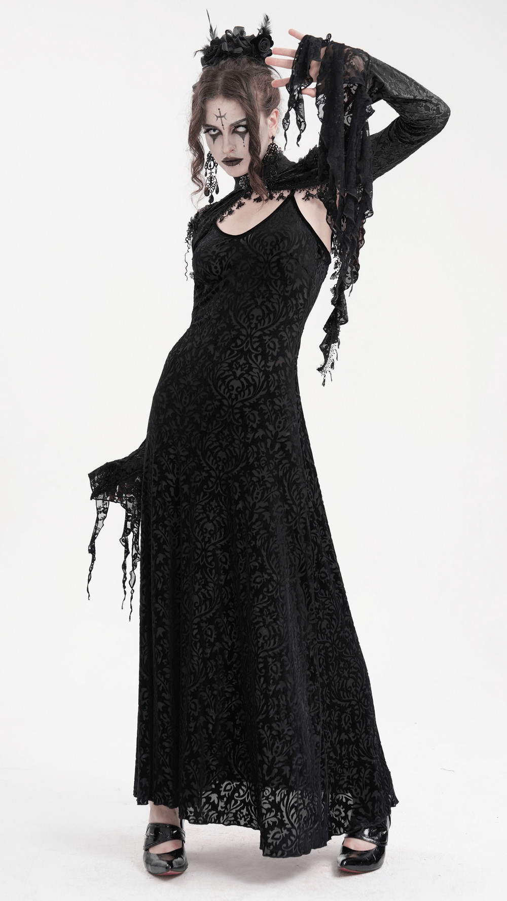 Gothic Lace Bolero with Dramatic Bell Sleeves