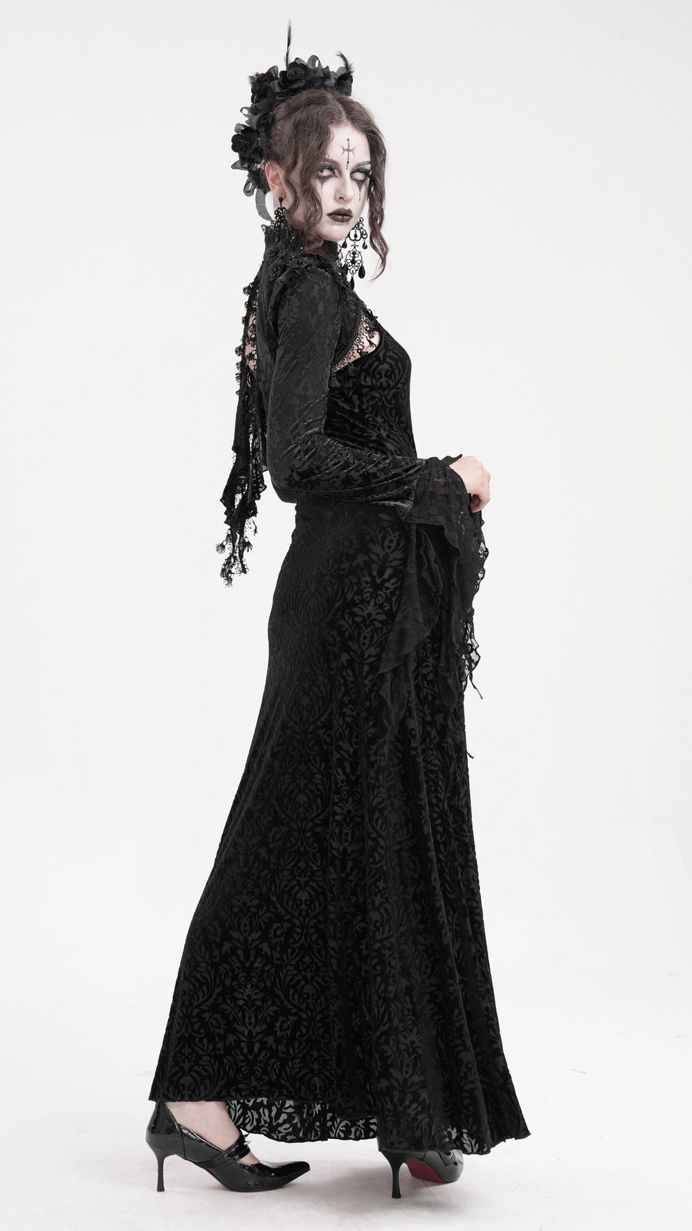 Gothic Lace Bolero with Dramatic Bell Sleeves