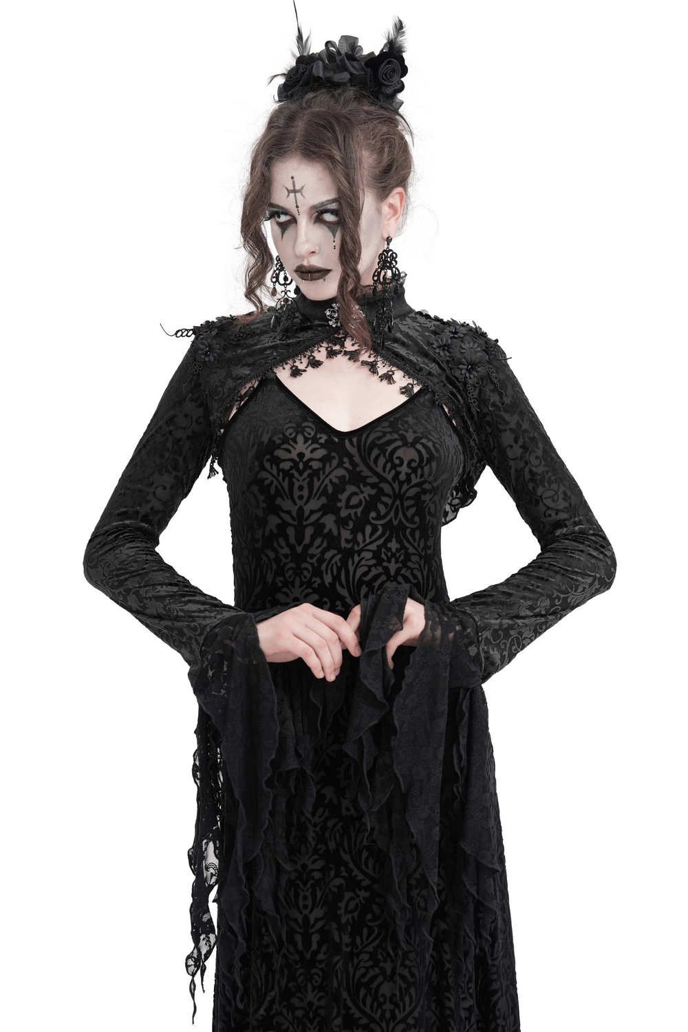 Gothic Lace Bolero with Dramatic Bell Sleeves