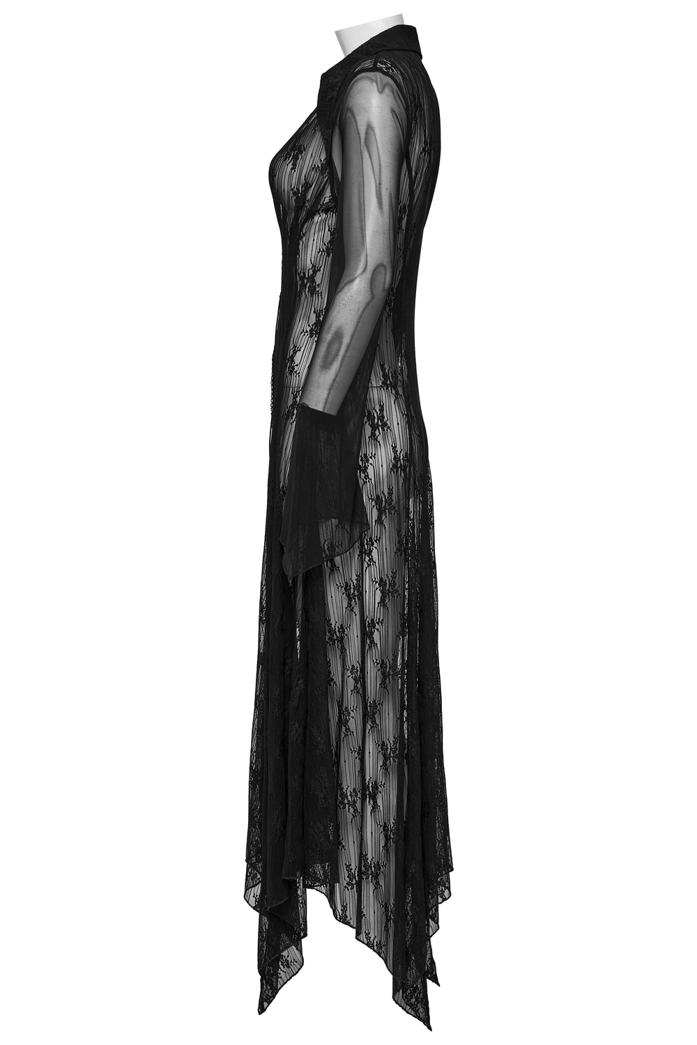 Gothic Lace Cape with Drawstring and Irregular Hem Detail